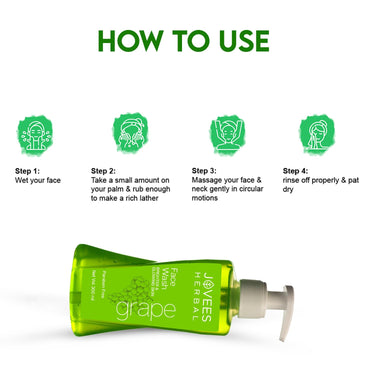 Jovees Herbal Grape Face Wash With Grape Seed & Orange Peel Extracts | For Brighter & Glowing Skin | Reduces Uneven Skin Tone & Fine Lines | For All Skin Types 300ml
